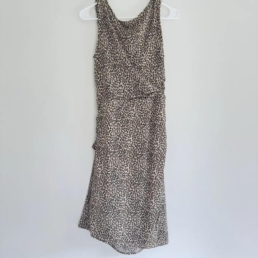 Betsy‎ Johnson Leopard Print Sleeveless Ruched Dress Women’s 10 Y2K 2010s Party